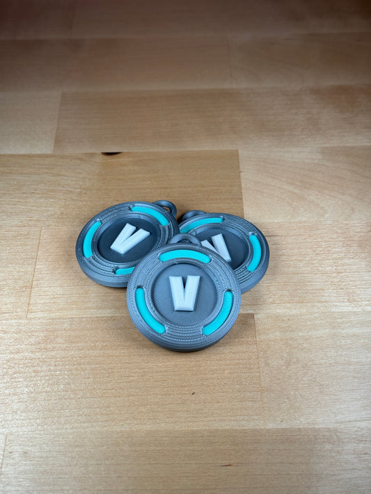 3 Pack of Vbuck inspired Keychain - Medallion Co. - Real Life Game Coin - Gag Gift - Gift for Gamers - Gamer birthday Gift